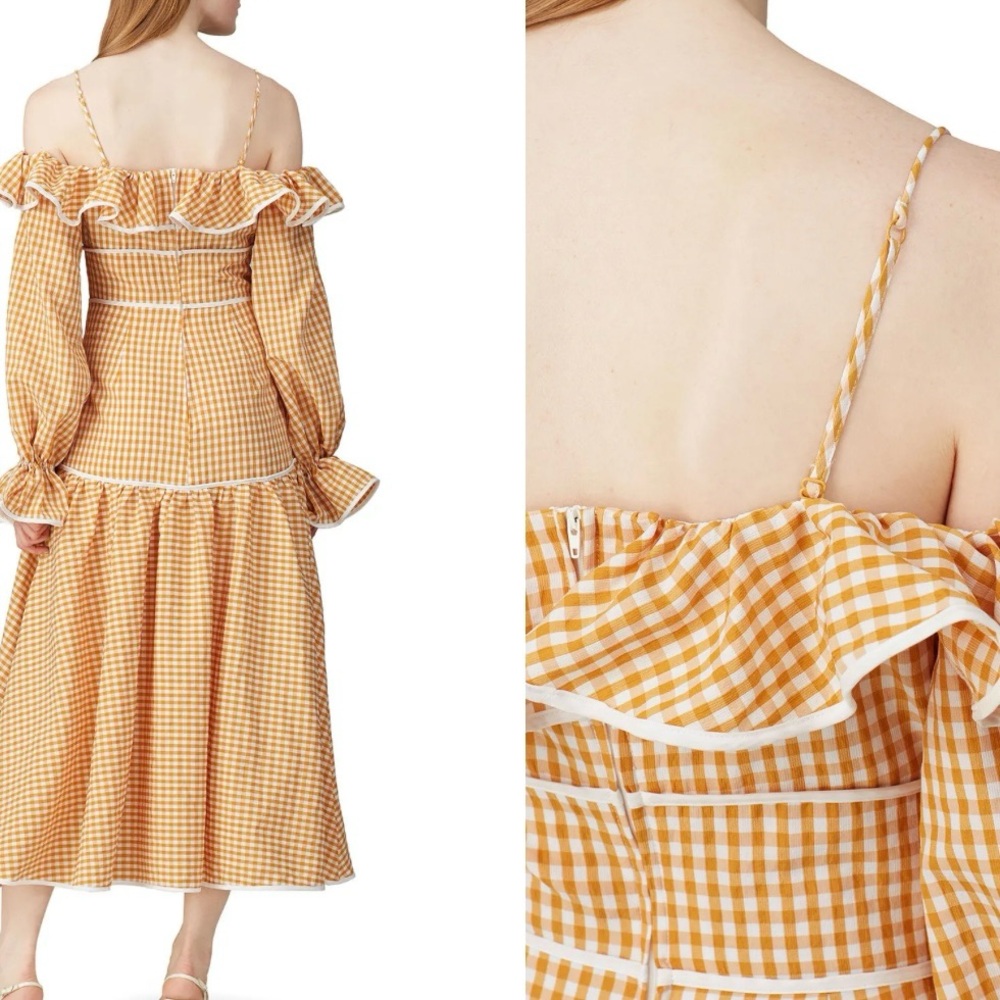 Free People/Keepsake the Label Marigold Gingham Off-the-Shoulder Maxi Dress - Picture 5 of 7